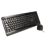 KIT Spacer, tastatura cu fir multimedia 104 taste (+ 9 taste multimedia) + mouse rezolutie max.1600dpi, 4 butoane, rotita scroll, negru