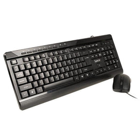 KIT Spacer, tastatura cu fir multimedia 104 taste (+ 9 taste multimedia) + mouse rezolutie max.1600dpi, 4 butoane, rotita scroll, negru