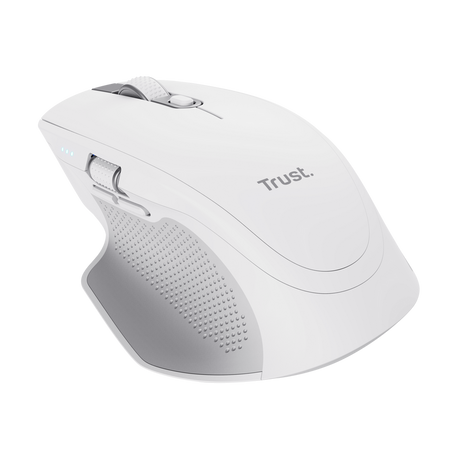 Mouse Trust Ozaa+, wireless RF 2.4GHz, bluetooth, conectivitate USB 1.1, 2.0, 3.0, rezolutie maxima 3200 DPI, alb
