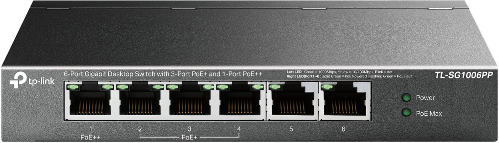Switch TP-Link TL-SG1006PP, Gigabit, 6 porturi, PoE