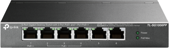 Switch TP-Link TL-SG1006PP, Gigabit, 6 porturi, PoE