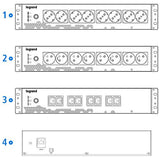 UPS Legrand Keor PDU monofazat, 800VA/480W, IN 1xIEC 10A OUT 8x Schuko, technologie off-line, conexiune USB HID, capacitate baterie 12V/9AH, 230V, dimensiuni 440x150x88mm, greutate 5kg