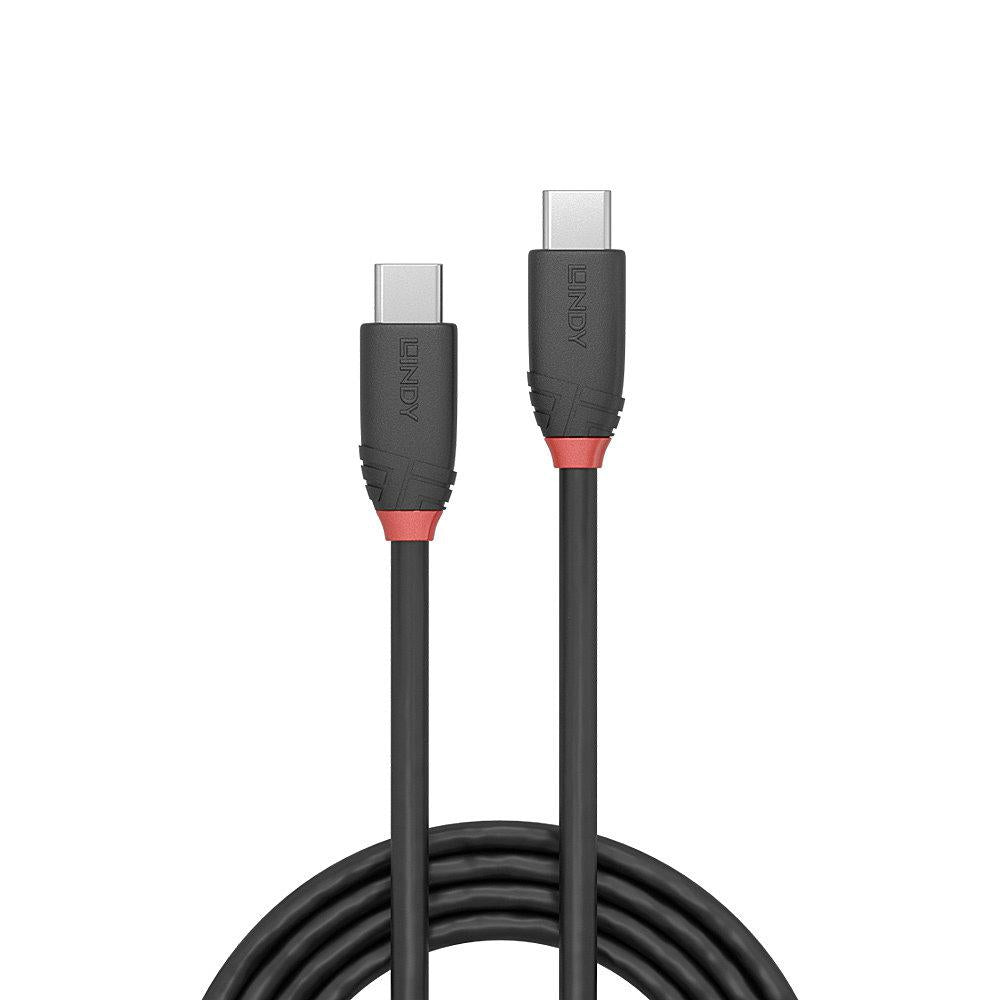 Cablu Lindy 1m USB 3.2 Type C to C, material PVC, putere maxima  60W (20V 3A, Standard Power Range (SPR)), rezolutie maxima 4K 4096x2160@ 60Hz, latime de banda suportata 20Gbps, negru