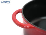 SEMIOALA FONTA EMAILATA OVALA+CAPAC 33.5x26X12 CM, 6L, RED LINE, COOKING BY HEINNER