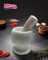 MOJAR CU PISTIL DIN MARMURA, DIA 9.5 CM, ALB, VANORA HOME