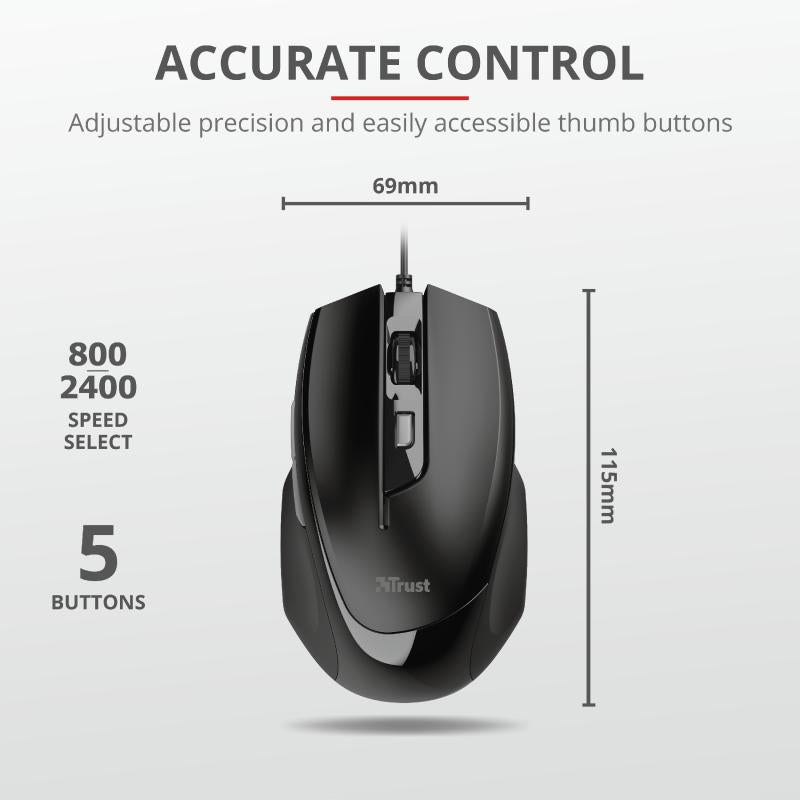 Mouse Trust Voca Comfort Mouse, negru