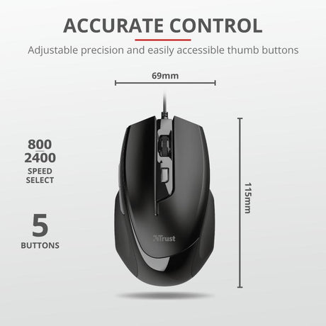 Mouse Trust Voca Comfort Mouse, negru