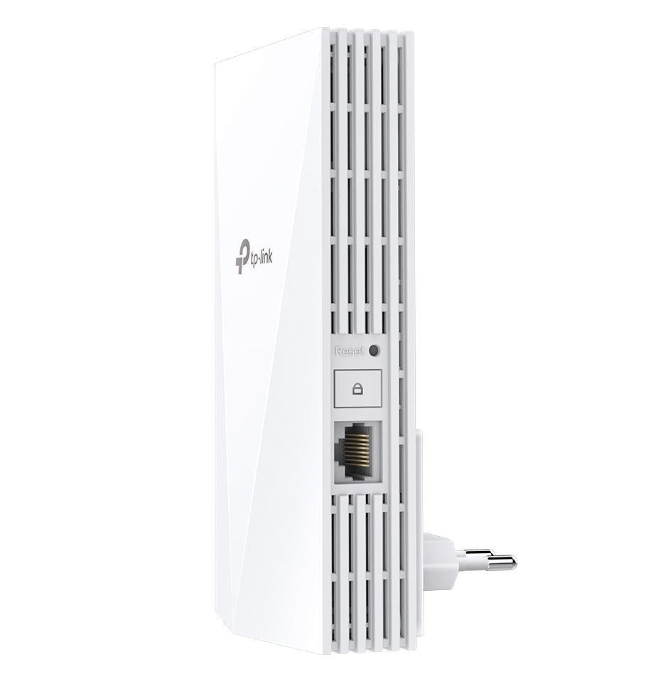TP-link AX3000 Wi-Fi Mesh Range Extender, RE700X, 1 Port Ethernet Gigabit, 2 Antene interne, Standarde Wireless, IEEE 802.11a/n/ac/ax 5GHz, IEEE 802.11b/g/n/ax 2.4GHz, frecventa 2.4, 5 Ghz, 574 Mbps at 2.4GHz, 2402 Mbps at 5GHz.