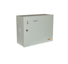 Sursa de alimentare pentru sisteme de detectie incendiu 24V/2A in cutie  metalica, loc pentru 2 acumulatori 12V/18A. Sursele sunt certificate EN 54-4, Vds; EN 12101-10;