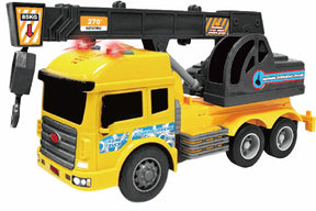 VEHICULE CU LUMINI, SUNETE  SI FRICTIUNE, SCARA 1/14, 27CM, MACARA GALBENA