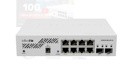 MIKROTIK, CSS610-8G-2S+IN 8G, 2 SFP+ Port , Indoor Switch 64kb Flash, Pasive POE, Dimensiuni: 200 x 167 x 46 mminterfata: 8 x 10/100/1000, 2 x SFP+, IP20, POE in- 12-57 V, consum maxim 5w.