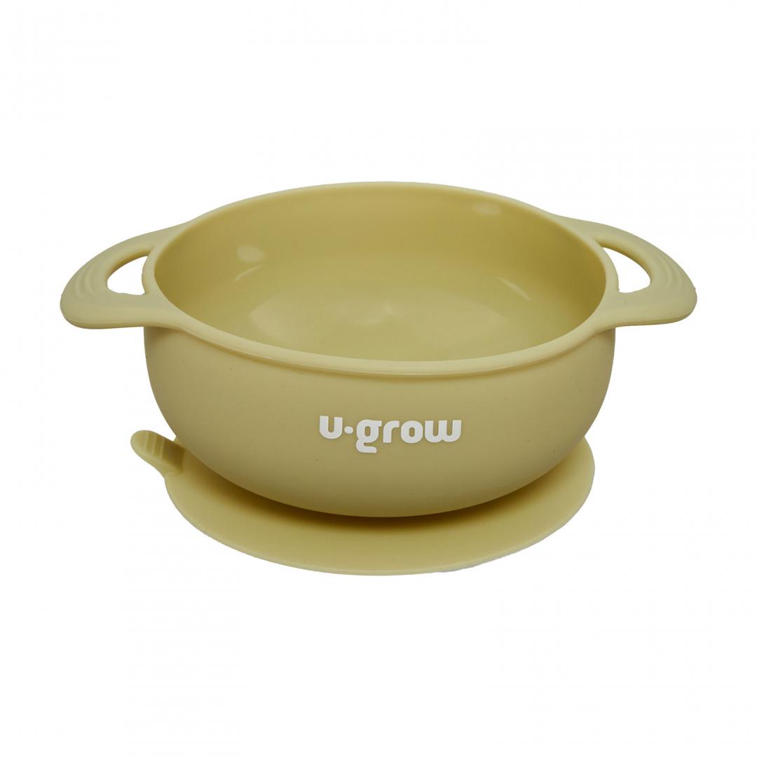 Set diversificare 3 piese silicon : bol , farfurie si cana cu cioc, olive, U-Grow