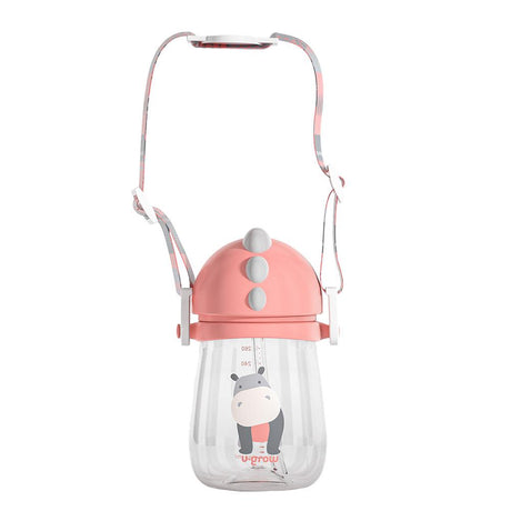 Pachet 3 in 1 cana 260 ml tritan cu 3 accesorii diferite pentru baut : tetina biberon, cioc , pai, dark pink, U-Grow