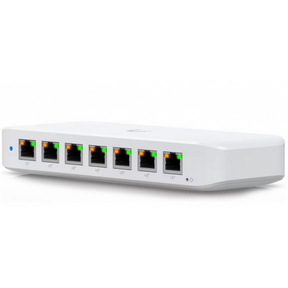 UBIQUITI 8 PORT GBE SWITC USW-ULTRA, dimensiuni: 203 x 76 x 33 mm, Greutate: 320g, Interfata: 8 x 10/100/1000Mbps, 7 porturi POE, Capacitate Switch: 16Gbps, Buget POE 42W.