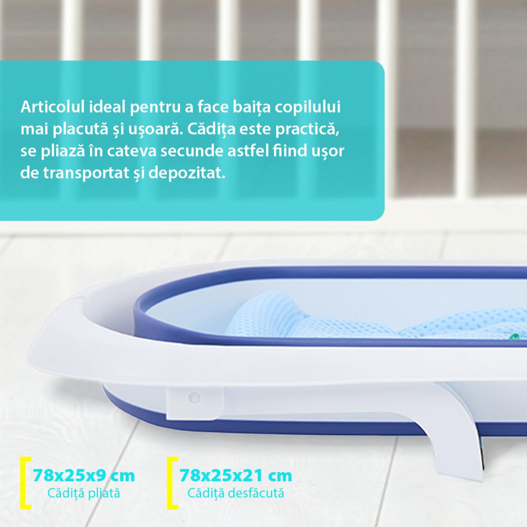Cadita pliabila cu reductor detasabil si termometru , albastru, U-Grow