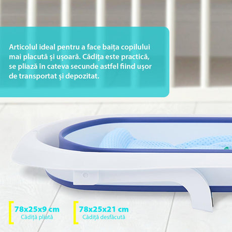 Cadita pliabila cu reductor detasabil si termometru , albastru, U-Grow