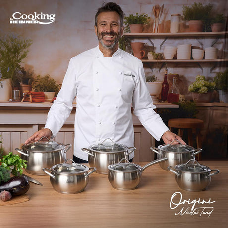 CASEROLA INOX+ CAPAC 16X9 CM, 1.8 L, NICOLAI TAND, ORIGINI, COOKING BY HEINNER