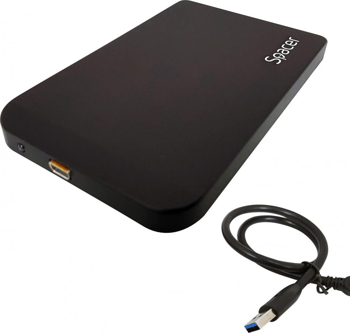RACK extern SPACER, pt HDD/SSD, 2.5 inch, SATA, interfata PC USB 3.0, Husa piele sintetitca, aluminiu, negru