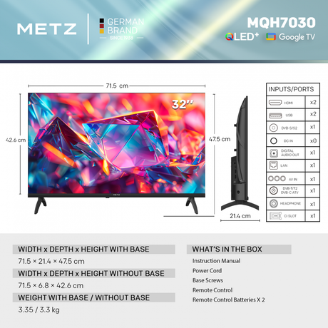 Televizor METZ QLED 32MQH7030Z, 80 cm, Smart Google TV, HD