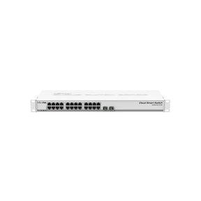 MikroTik Cloud Smart Switch 326-24G-2S+RM with 24* 10/100/1000 GigabitEthernet ports, 2* SFP+ cages, 1U rackmount case, PSU, Passive PoE, 19W