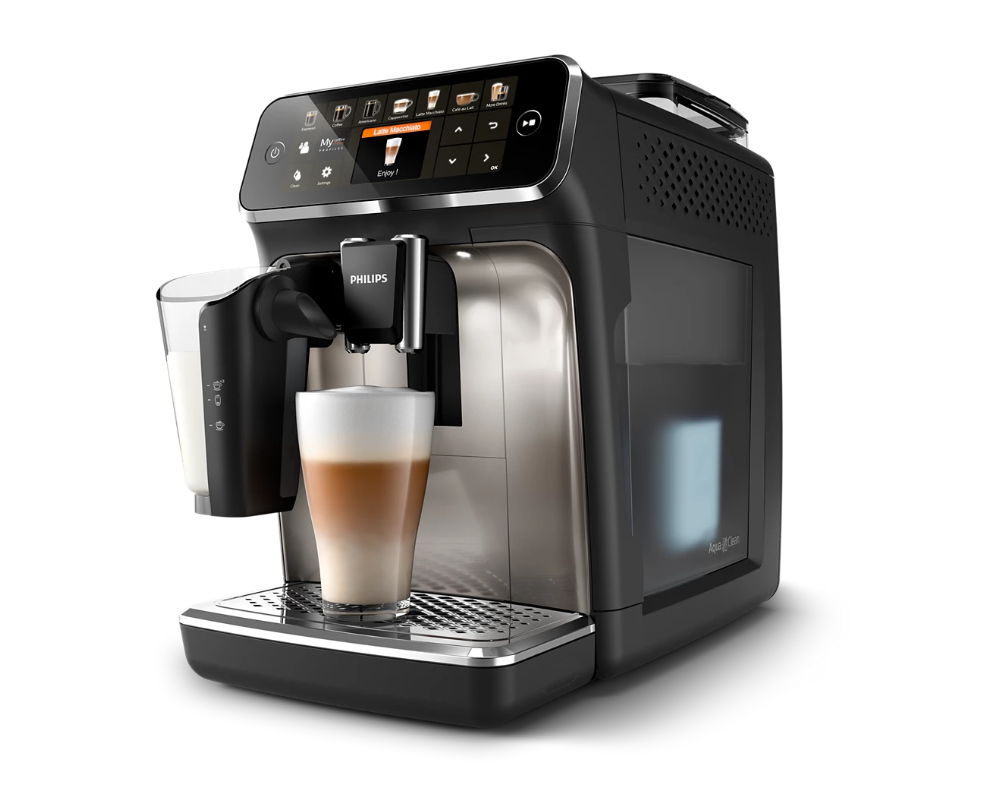 Espressor automat Philips LatteGo Seria 5400 EP5447/90, 1.8l, 1500W, 15 bar, negru/argintiu