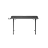 BIROU GAMING SERIOUX RAZOR  Material: MDF și melamină, plastic, oțel Dimensiuni 1200x600x750mm Dimensiuni blat (LxlxA) 1200x600x15mm Greutate suportata 75kg Iluminare ambientală LED cu gradient multicolor Culoare: Negru și negru mat, negru și roșu mat