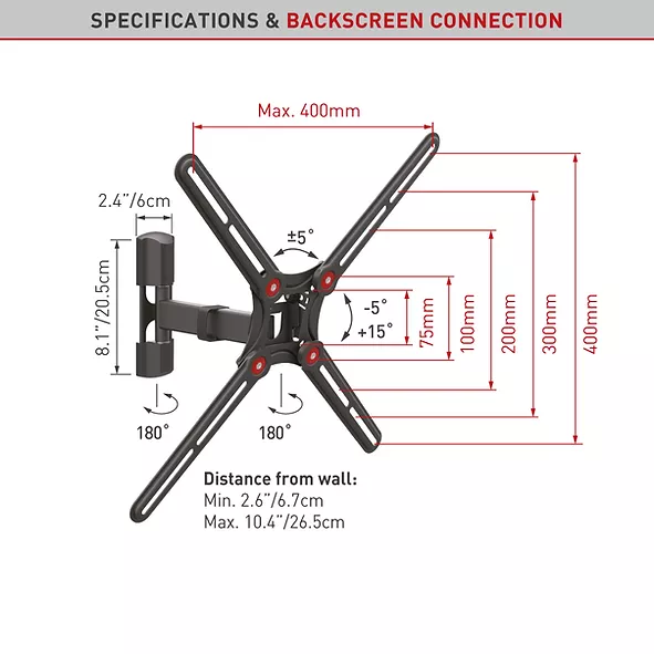 Suport TV de perete, Barkan BM331, Fix, 13"- 65", VESA 400 x 400 mm, suporta pana la 40kg, negru