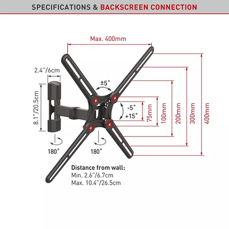 Suport TV de perete, Barkan BM331, Fix, 13"- 65", VESA 400 x 400 mm, suporta pana la 40kg, negru