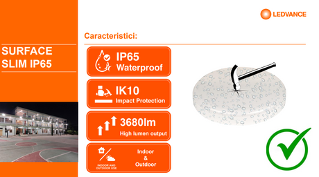 Plafoniera LED pentru baie cu senzor de miscare Ledvance SURFACE SLIM ROUND 200, 19W, 2000 lm, lumina neutra (4000K), IP65/IK10, Ø200x55mm, Alb