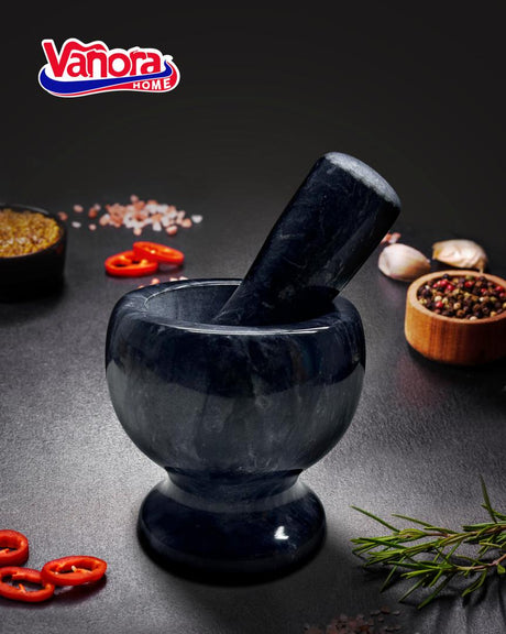 MOJAR CU PISTIL DIN MARMURA, DIA 9.5 CM, NEGRU, VANORA HOME