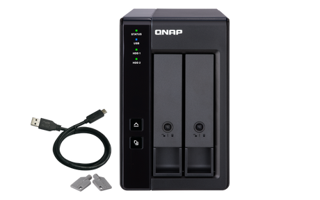 Extensie USB QNAP TR-002 2-Bay, 2.5/3.5 SATA 6Gbps HDD (neincluse), 1xUSB3.11 (type-c), tower, PSU adaptor 36W, garantie 2 ani