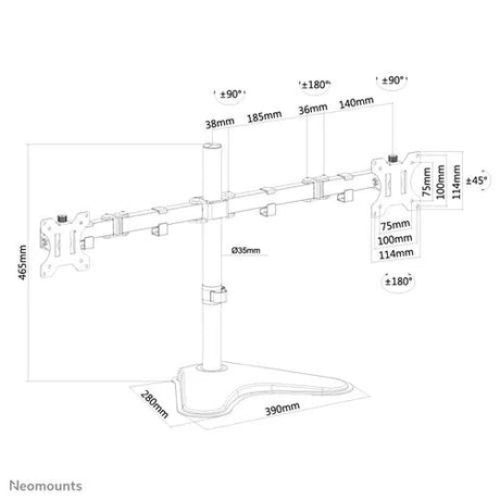 Suport Monitor de Birou Dual, Neomounts by Newstar FPMA-D550DDBLACK , 10" - 32", VESA 100x100, suporta pana la 8kg, negru