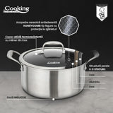 SEMIOALA INOX+CAPAC STICLA IN 3 STRATURI 24x12 CM, 5 L, TITANIUM3, COOKING BY HEINNER