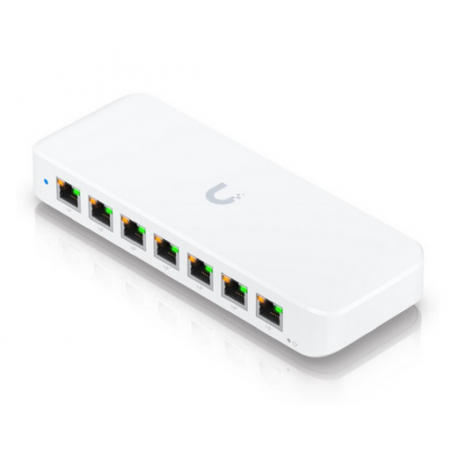 UBIQUITI 8 PORT GBE SWITC USW-ULTRA, dimensiuni: 203 x 76 x 33 mm, Greutate: 320g, Interfata: 8 x 10/100/1000Mbps, 7 porturi POE, Capacitate Switch: 16Gbps, Buget POE 42W.