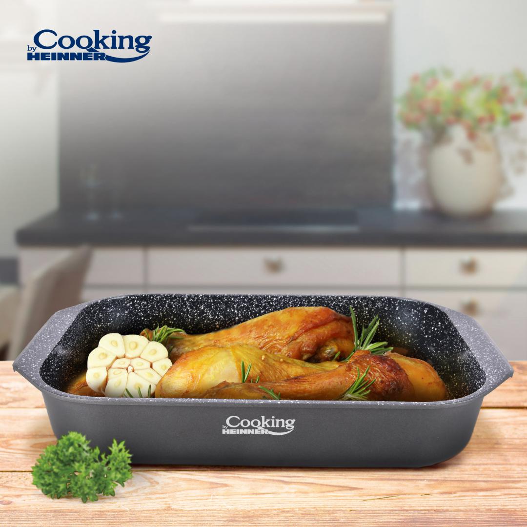 TAVA ALUMINIU CU ACOPERIRE CERAMICA 39.5x26 CM, DARK LINE, COOKING BY HEINNER