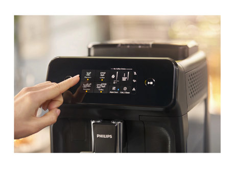Espressor automat Philips EP1224/00, 1500W, 2 bauturi, sistem clasic de spumare a laptelui, afisaj tactil, rasnita ceramica, filtru Aqua Clean, gri casmir