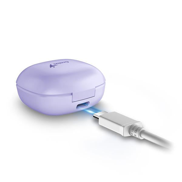 Casti Genius HS-M905BT, TWS, wireless, intraauriculare - butoni, pt smartphone, microfon pe casca, conectare prin Bluetooth 5.3, violet, USB-C