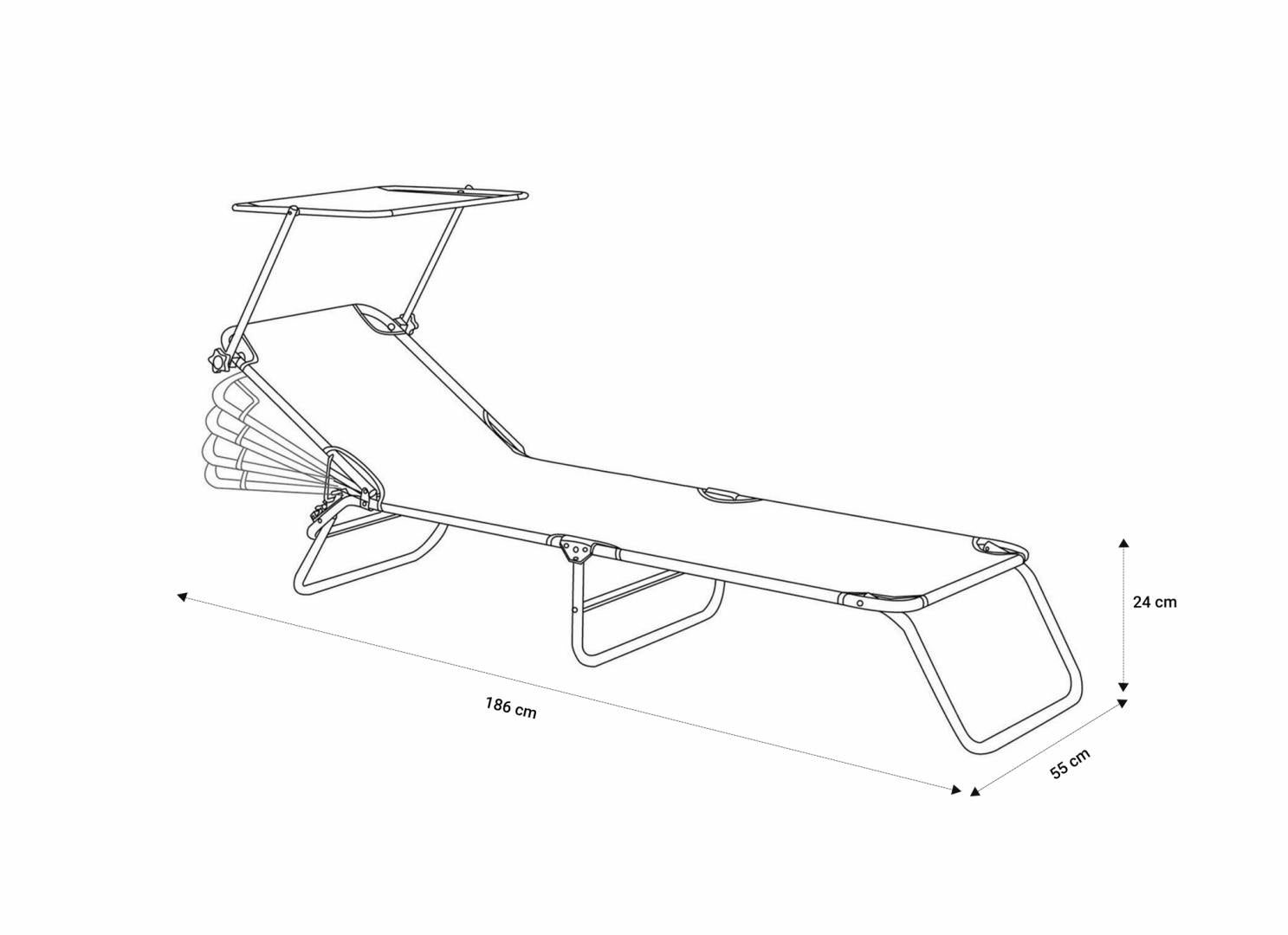 HEINNER SEZLONG CU PARASOLAR 186X55X24CM GRI