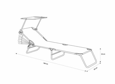 HEINNER SEZLONG CU PARASOLAR 186X55X24CM GRI
