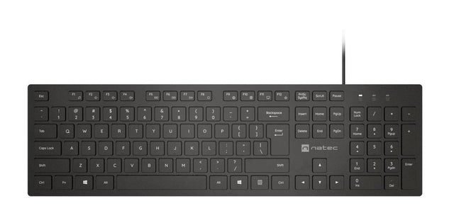 Tastatura Natec Herring Slim, membrana, lungime cablu 150cm, 105 taste, layout ANSI-ISO, negru