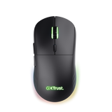 Mouse wireless Trust GXT 927 Redex+, rezolutie maxima 25600 DPI, senzor PAW3370, polling rate 125/250/500/1000Hz, iluminare full RGB, negru