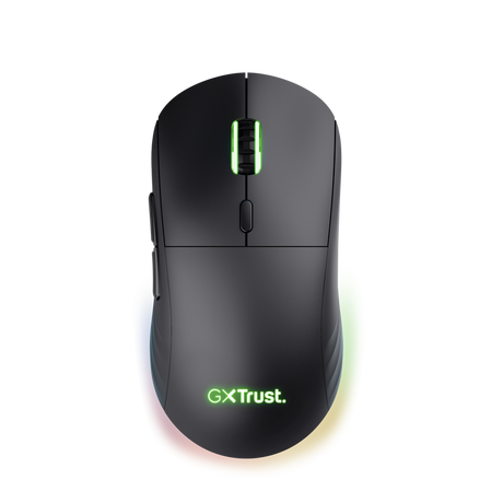 Mouse wireless Trust GXT 927 Redex+, rezolutie maxima 25600 DPI, senzor PAW3370, polling rate 125/250/500/1000Hz, iluminare full RGB, negru