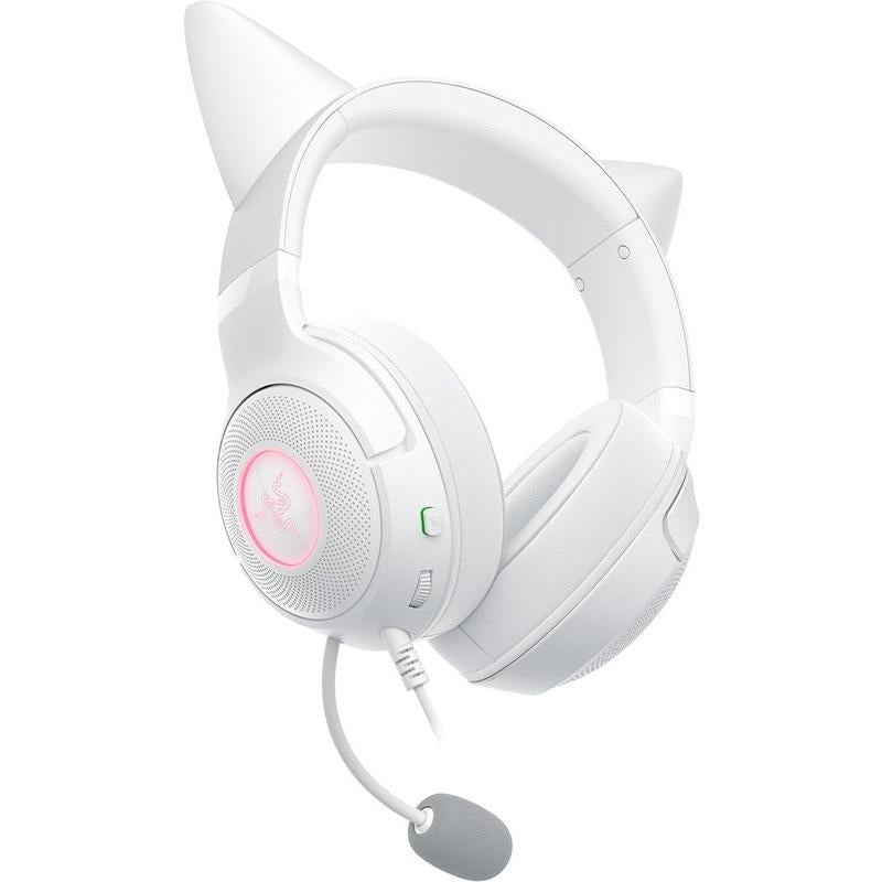 Casti Razer Kraken Kitty V2 USB-A, snesibilitate 92.5 dB SPL / mW @ 1kHz si sensibilitate microfon 42 dBV / Pa, alb