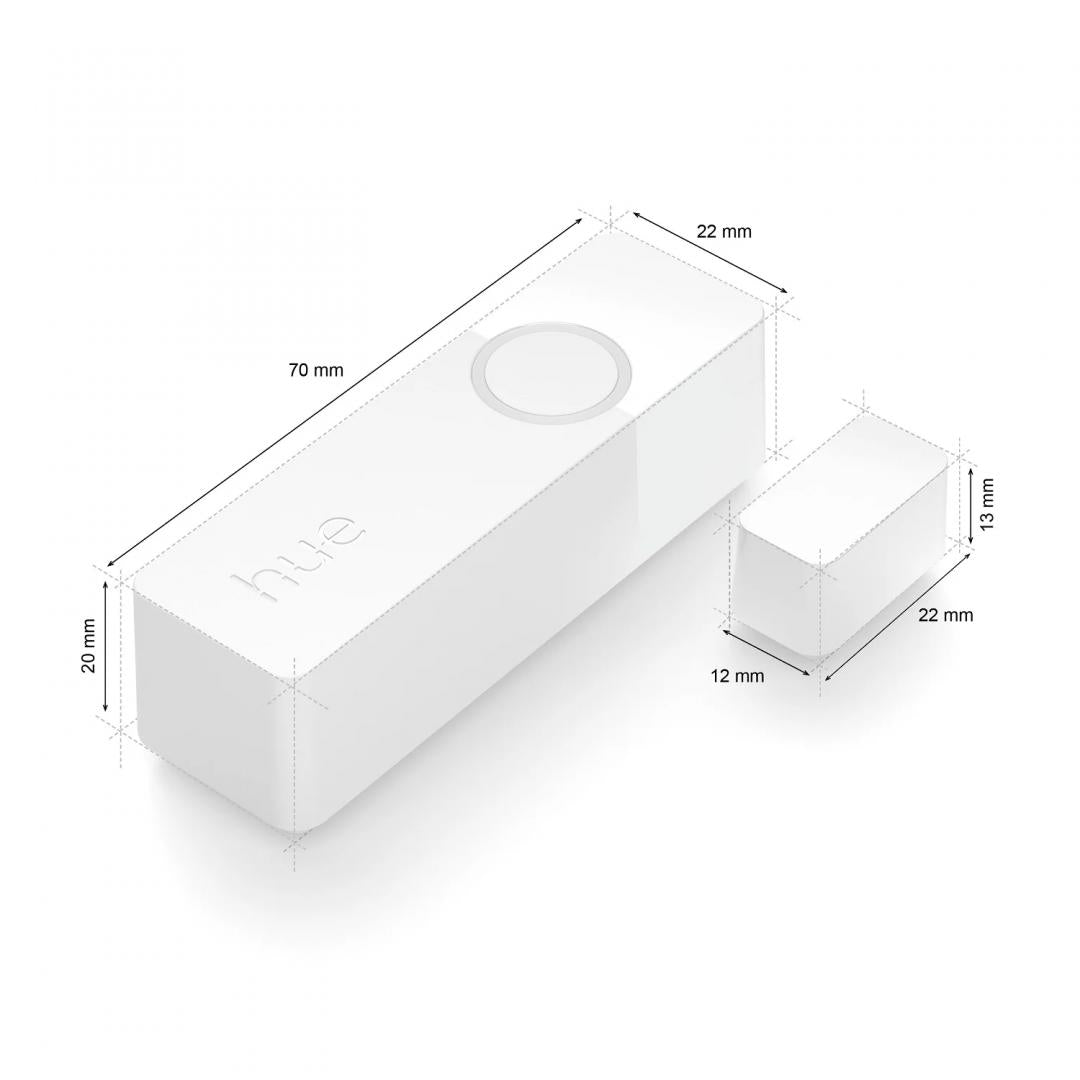 Senzor de contact Philips Hue Secure, Zigbee, automatizare lumini ,montare usi/ferestre, IP20, 70x22x20mm, Alb, baterie CR2