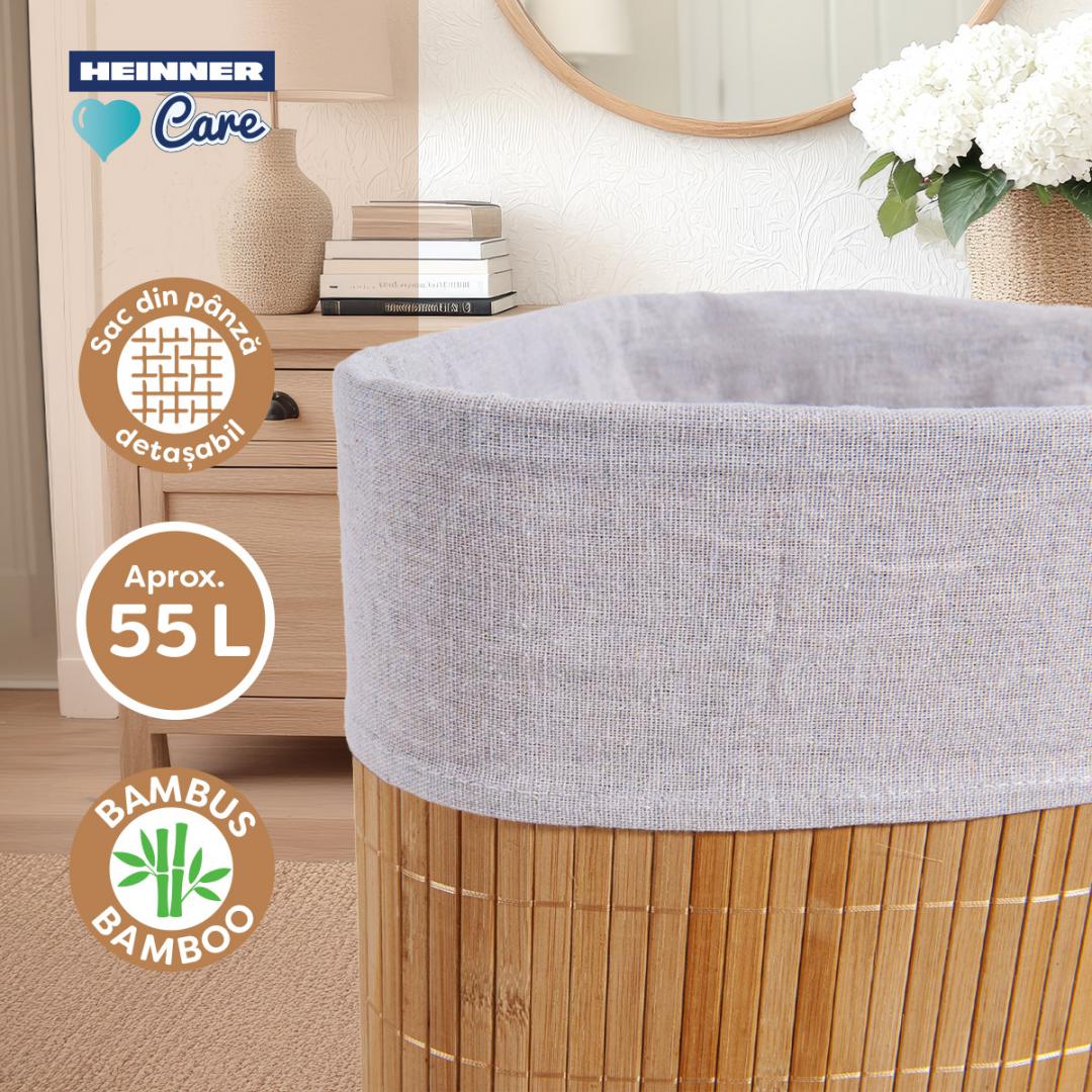 COS DE RUFE DIN BAMBUS  PENTRU COLT, 35x35x60 CM, 55 L