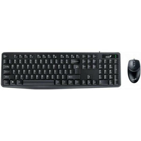 Kit Genius tastatura +mouse, 104 taste (concave), 12 taste multimedia, interfata USB, + mouse optic, rezolutie maxima 1000dpi, 3 butoane, negru