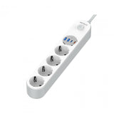 Prelungitor cu protectie Serioux SRXP-PS44W, 4 prize schuko, Tensiune intrare: 100-240V, 50-60Hz, Tensiune ieşire (total): 2500W-10A, 4 porturi USB (auto max), USB-C1-20W si USB-C2/A1/A2-12W, Amperaj port USB (max): 3.4A, Funcţie auto ID