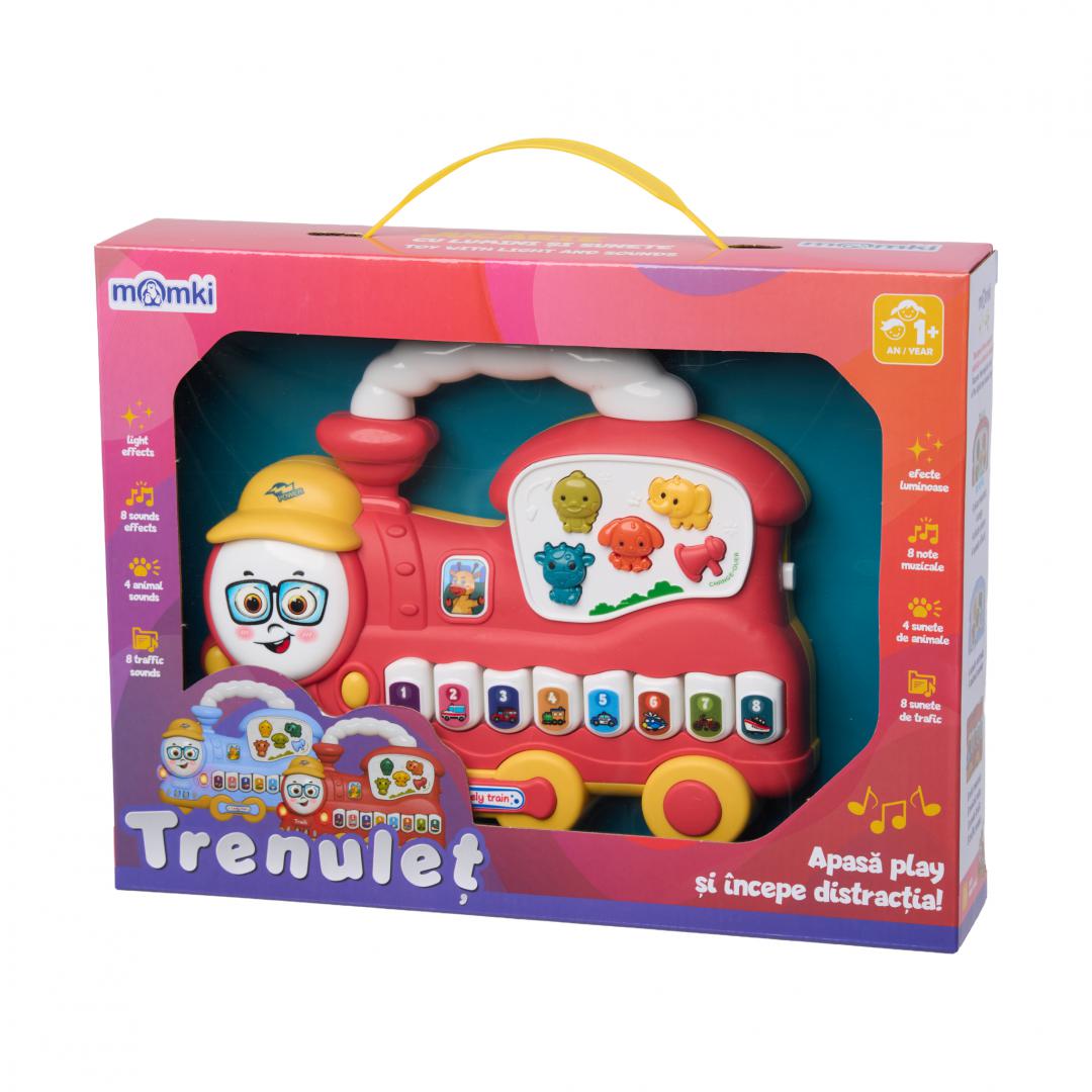 JUCARIE TRENULET CU LUMINI SI SUNETE,ROSU, MOMKI
