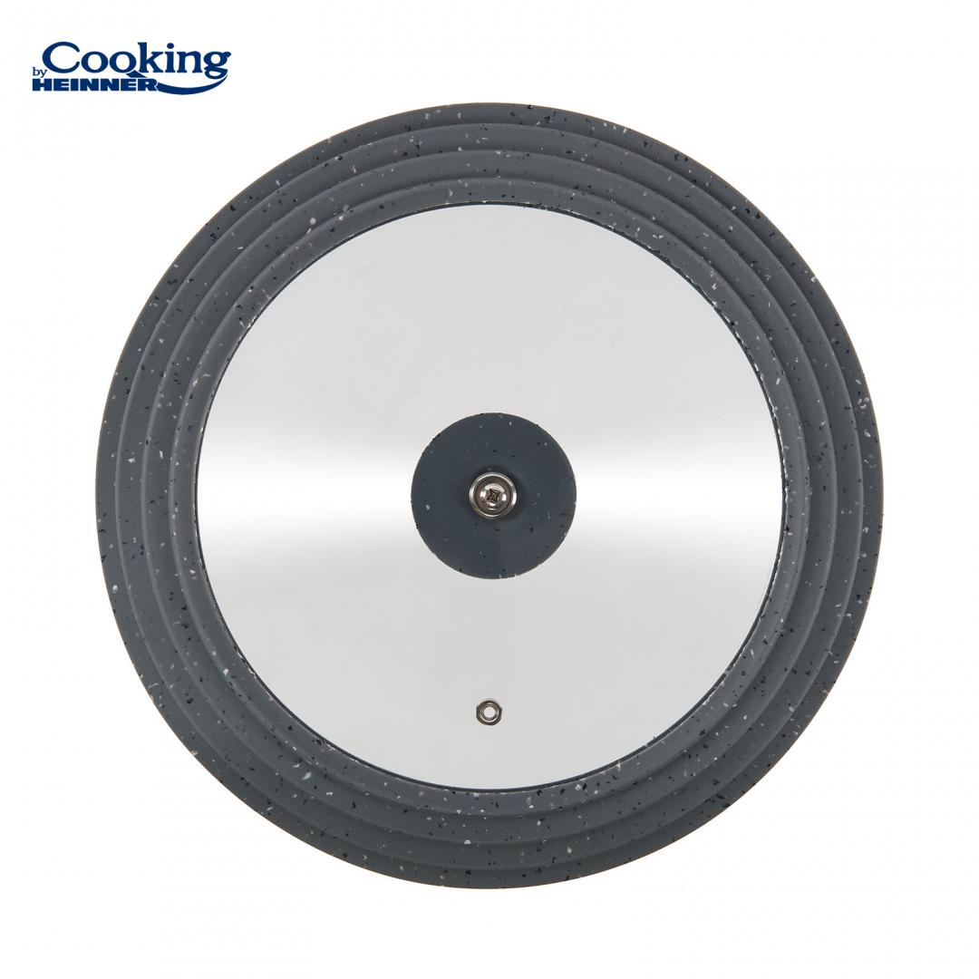 CAPAC STICLA CU MARGINE DIN SILICON AJUSTABILA PE 3 DIMENSIUNI 28/30/32 CM, GRI, COOKING BY HEINNER