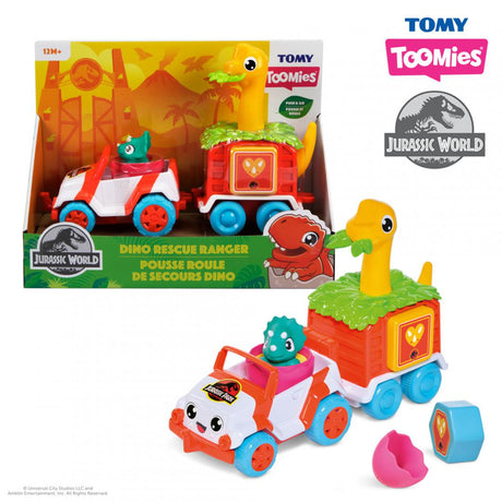 VEHICUL DE SALVARE CU REMORCA COLORATA, DINO, JURASSIC WORLD, TOMY